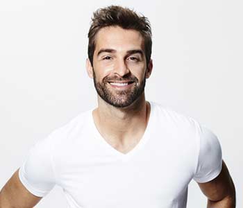 Handsome man smilling on the White background